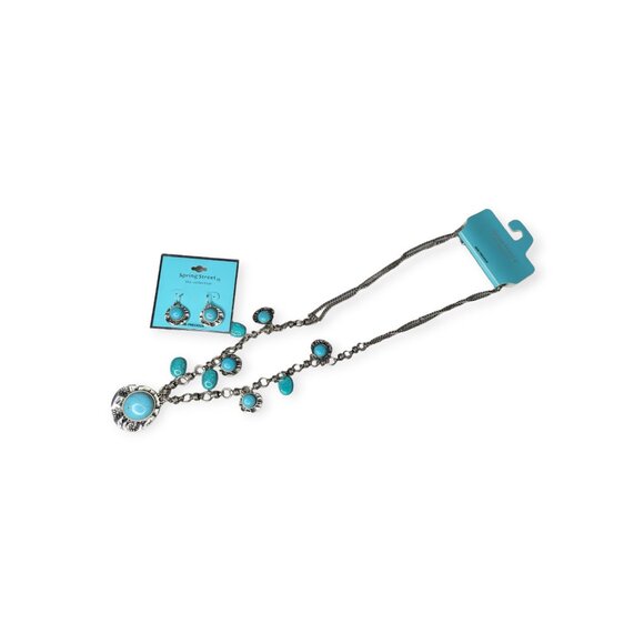 NWT Spring Street The Collection Semi Precious Turquoise Necklace & Earring Set - Picture 2 of 9